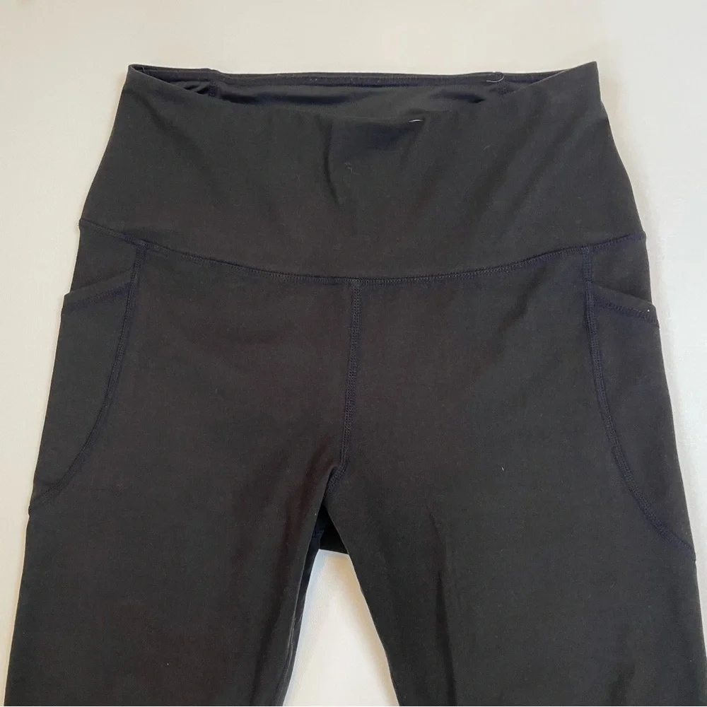 Rae Dunn Womens Performance Sweat Logo Leggings Size M Pockets